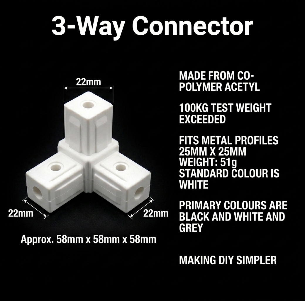 25mm 3-way Connector White